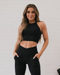 Rae Mode Ribbed Racerback Halter Top - Black  Rae Mode