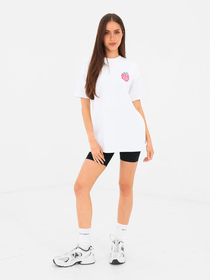 Raspberry Bubble Print Oversized T-Shirt - White