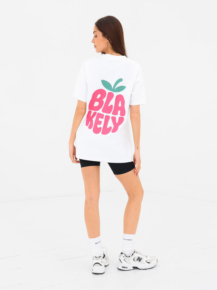 Raspberry Bubble Print Oversized T-Shirt - White