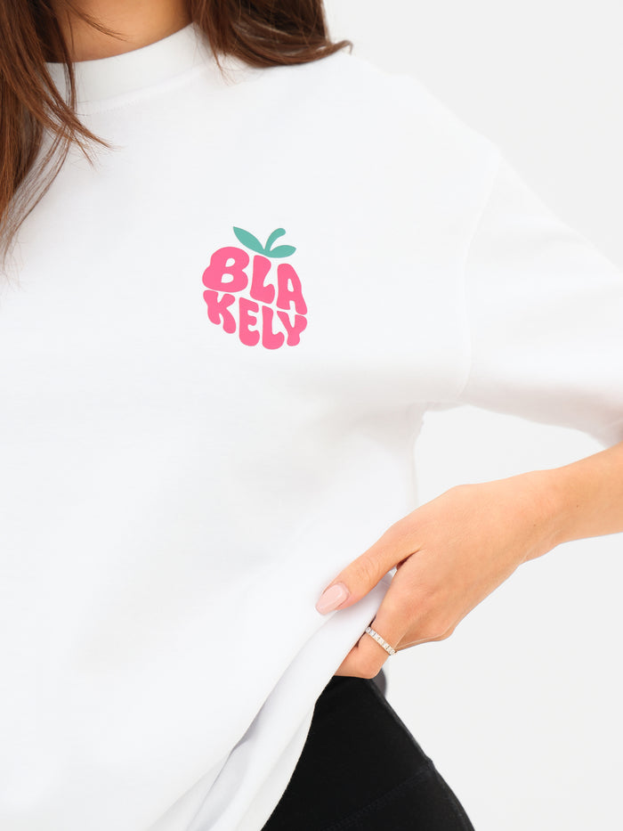 Raspberry Bubble Print Oversized T-Shirt - White