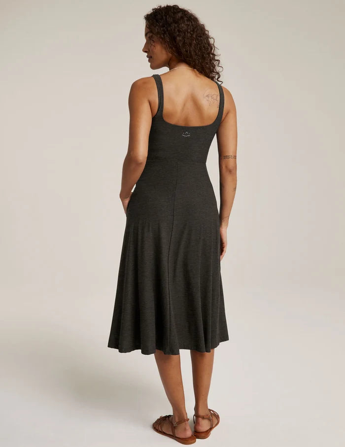 Back View of woman wearing Beyond Yoga Ready Square Neck Dress