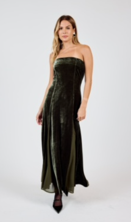 Sadie & Sage Midnight Oil Strapless Maxi Dress
