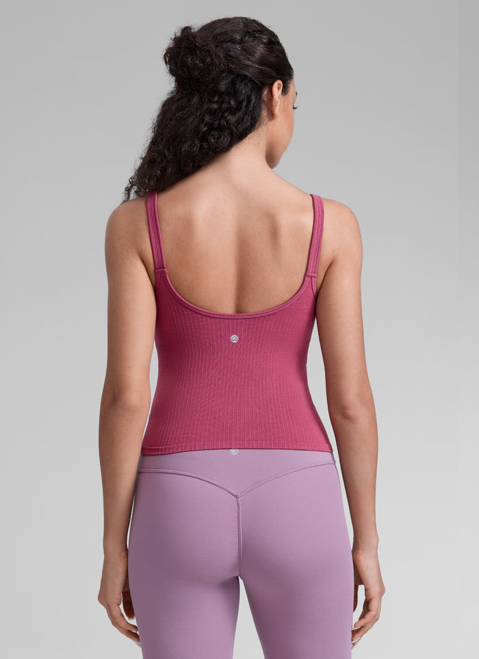 CRZ YOGA Women's Yoga Training Seamless Padded U Back Sports Bra Washed Mauve