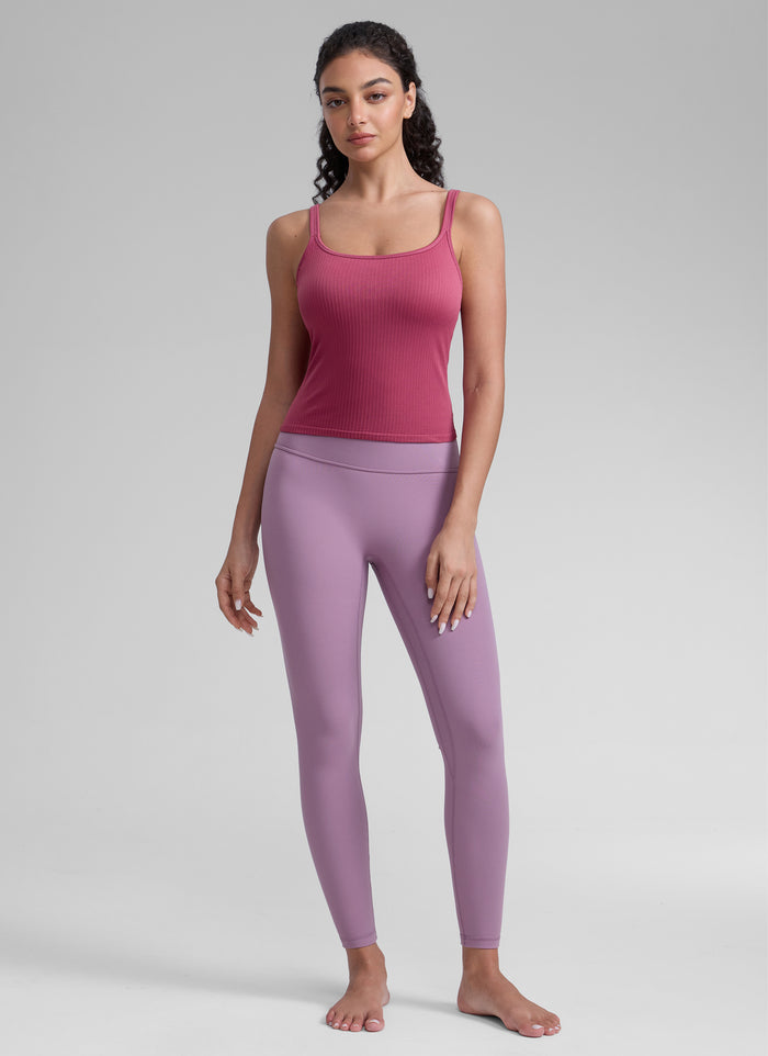 CRZ YOGA Women's Yoga Training Seamless Padded U Back Sports Bra Washed Mauve