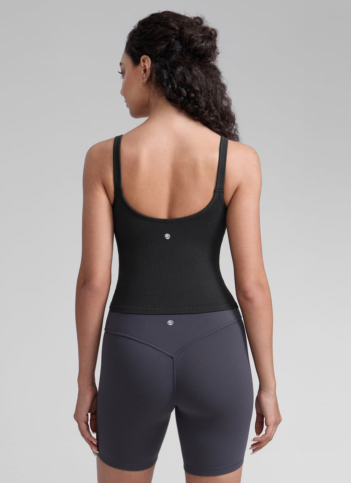 CRZ YOGA Women's Yoga Training Seamless Padded U Back Sports Bra Black
