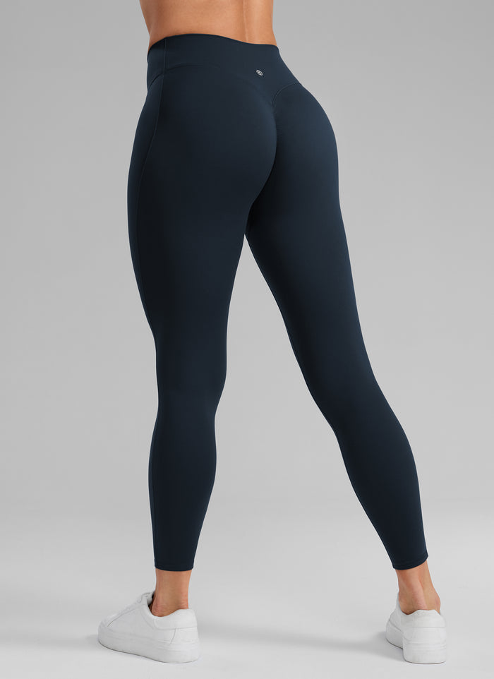CRZ YOGA Women's Skinsoft High Rise No Front Seam Scrunch Legging 25'' True Navy