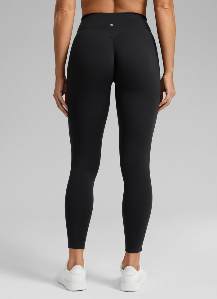 CRZ YOGA Women's Skinsoft High Rise No Front Seam Scrunch Legging 25'' Black