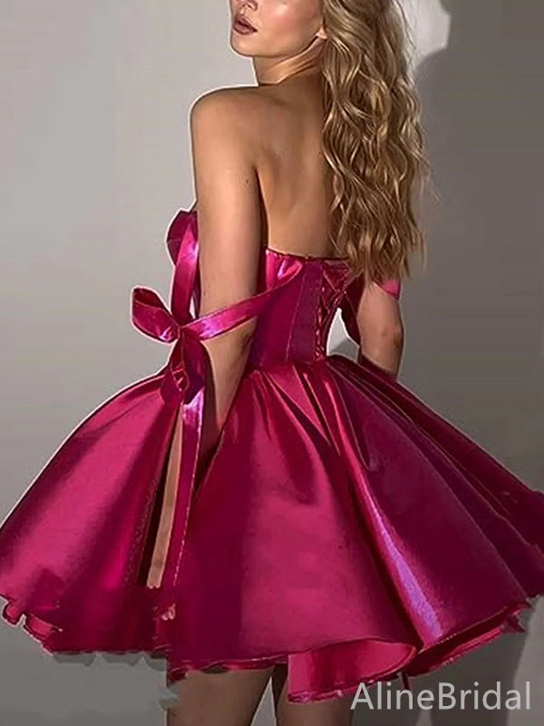 Sexy Hot Pink Off-Shoulder A-line Short Homecoming Dress, HD3207