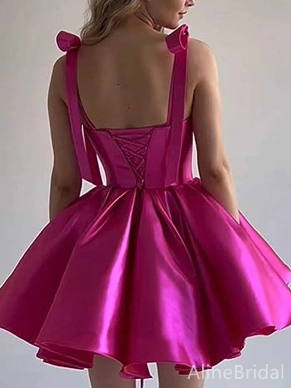 Sexy Hot Pink Off-Shoulder A-line Short Homecoming Dress, HD3207