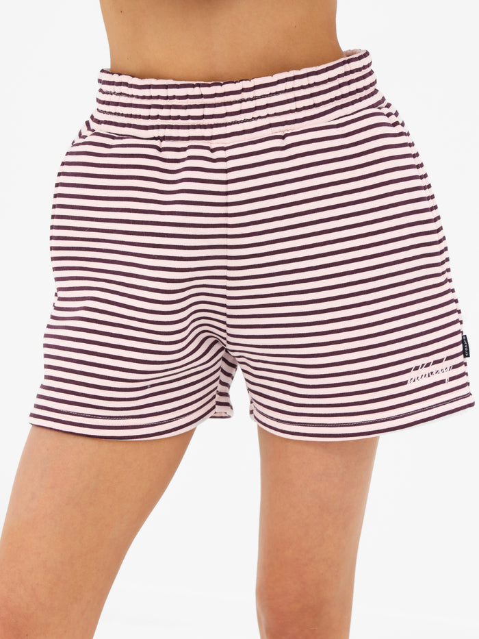Shay Stripe Jogger Shorts - Dark Plum
