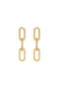 Signature 3-Link Earrings w/ Diamonds - 18k Yellow Gold