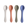 Silicone baby and toddler spoon set of 4 in blue multi colours