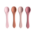 Silicone baby and toddler spoon set of 4 in rose mix colours