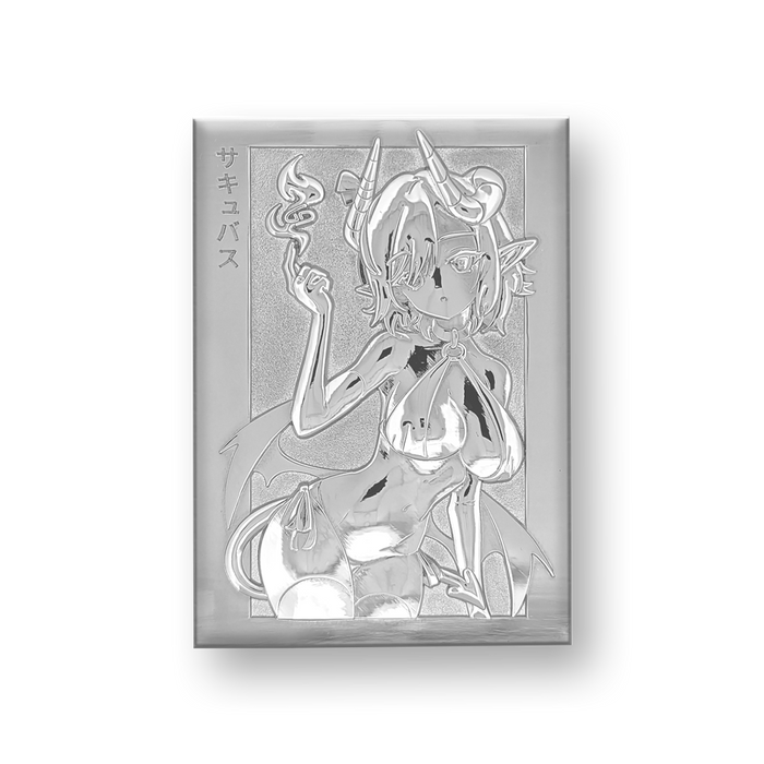 Silver metallic card with a textured surface and a shiny embossed stylized "SS" logo in the center.