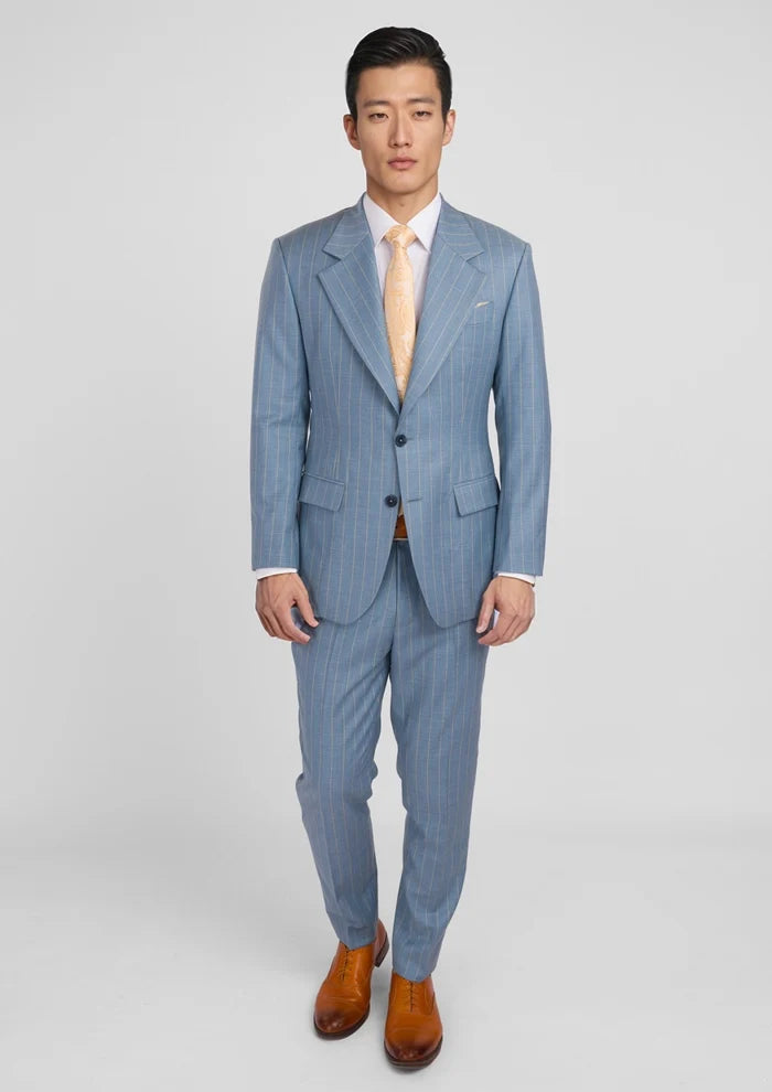 Sky Blue Pinstripe Ellis Suit - SARTORO