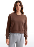 CRZ YOGA Womens SoftAura Basic Casual Sweat Shirt Crew Neck Pullover Coffee Brown