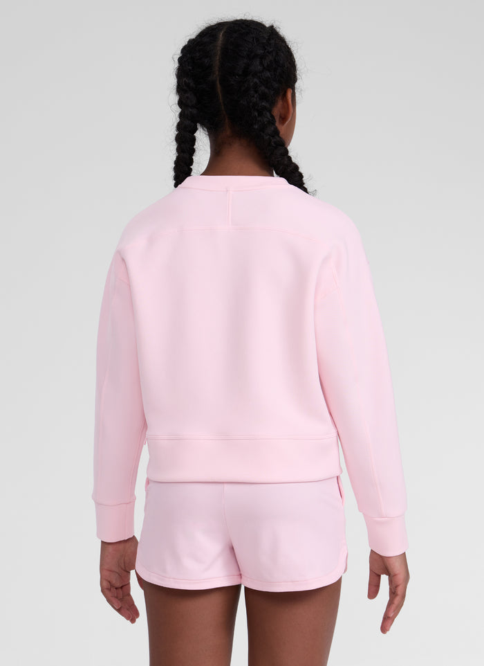 CRZ YOGA Girl's SoftAura Casual Relaxed Fit Workout Sweatshirt Strawberry Pink