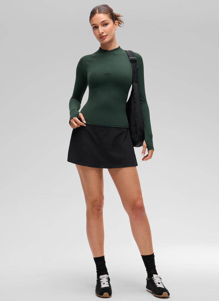 CRZ YOGA Women's Softembrace Casual Half-Zip Waist Length Long Sleeve Legend Green