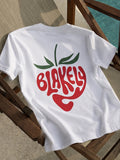 Strawberry Bubble Print Oversized T-Shirt - White