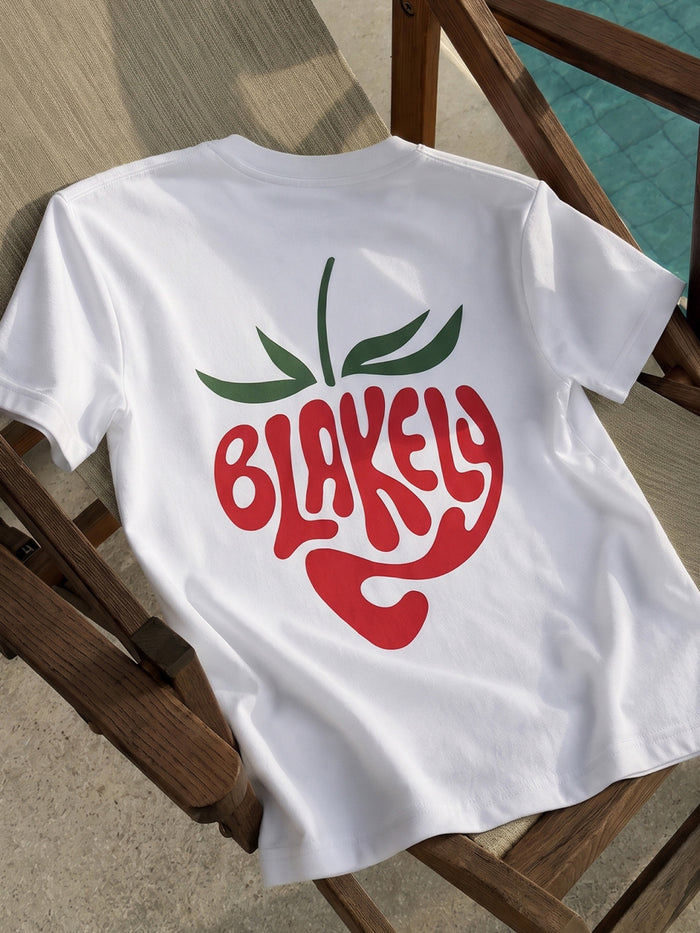 Strawberry Bubble Print Oversized T-Shirt - White