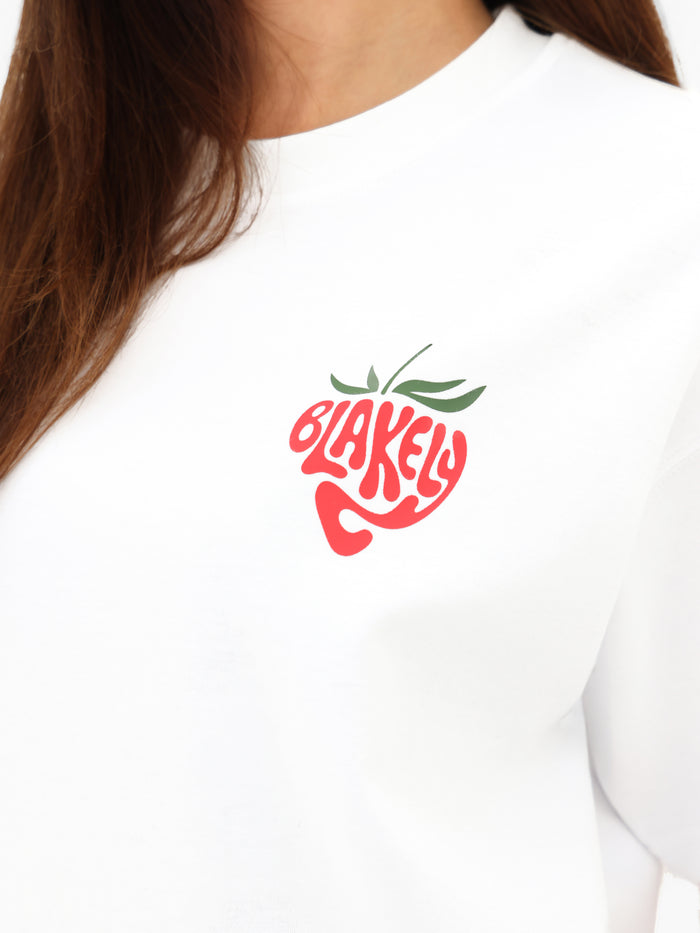 Strawberry Bubble Print Oversized T-Shirt - White