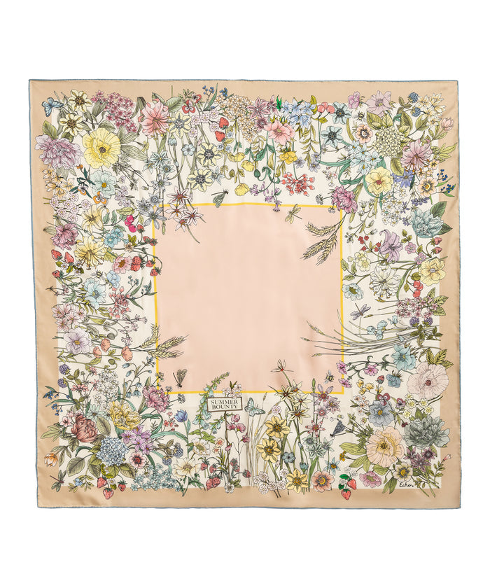Summer Bounty 35" Silk Square Scarf in color pebble