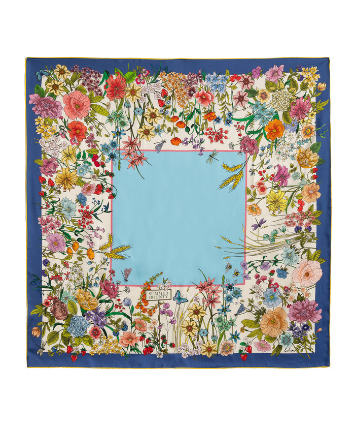 Summer Bounty 35" Silk Square Scarf in color multi