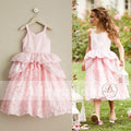 Sweet Pink Lace Unique Ball Gown Spaghetti Straps Flower Girl Dresses, FGS062