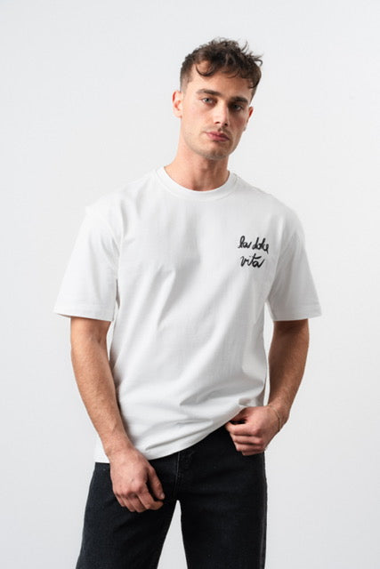 T-Shirt La Dolce Vita blanc - détail broderie