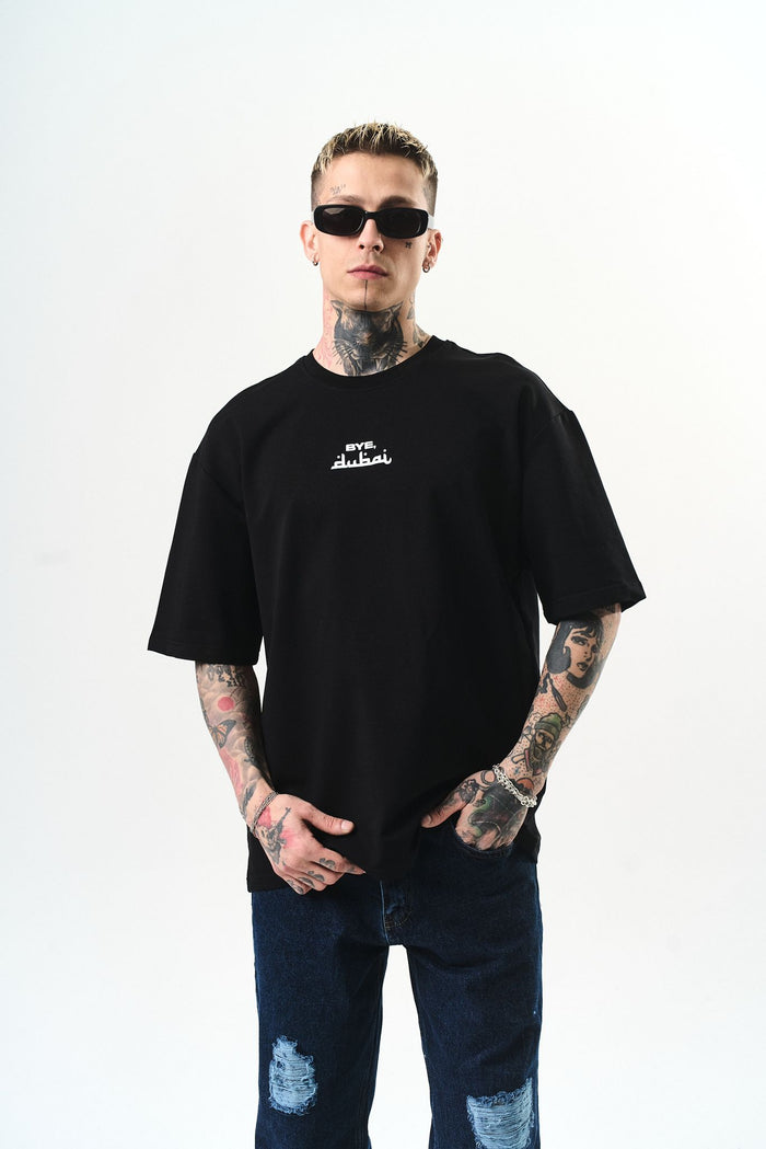 T-shirt noir oversize "Bye Dubai"