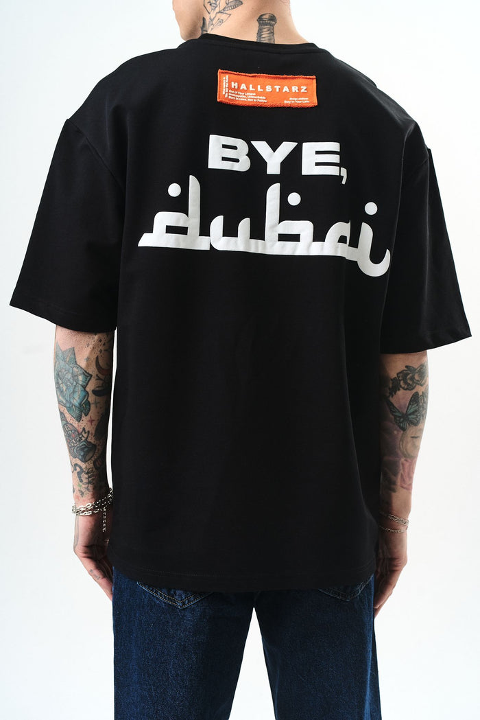 T-shirt noir oversize "Bye Dubai"
