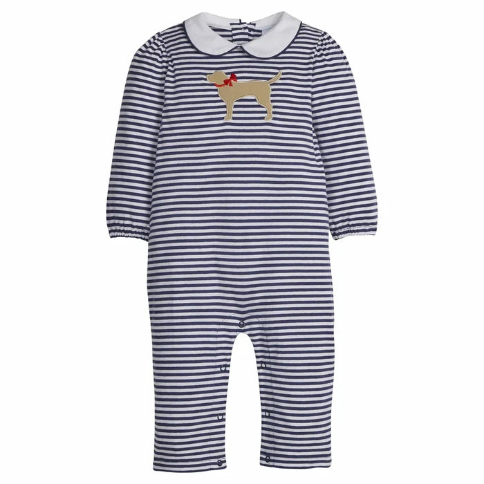 Tail Wag'n Girl's Peter Pan Striped Romper