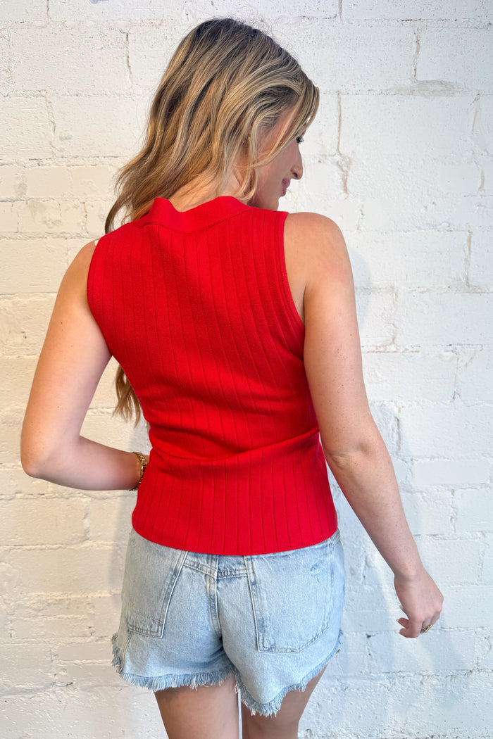 The Flattering Twist Top Red Back, adeline boutique, dallas boutique, boutique