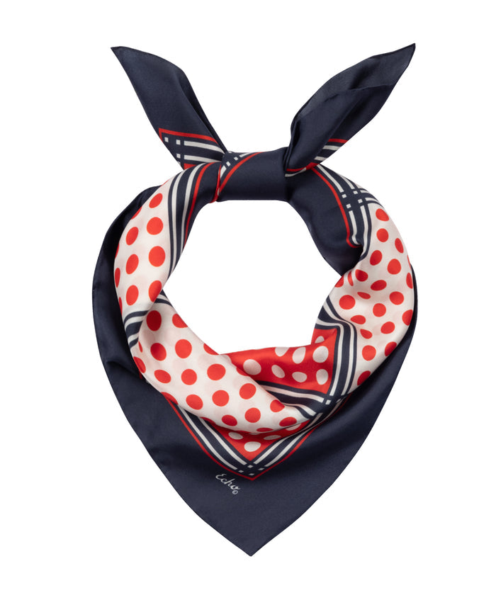 Grid Dots Square Scarf in Red and Blue