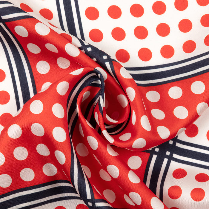 Grid Dots Square Scarf in Red and Blue