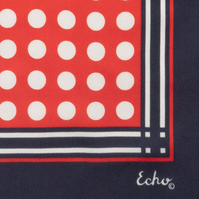 Grid Dots Square Scarf in Red and Blue