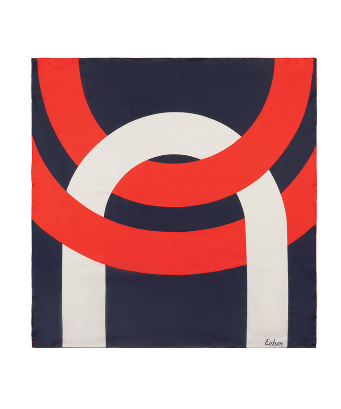 Curves Silk Square in Red and Blue