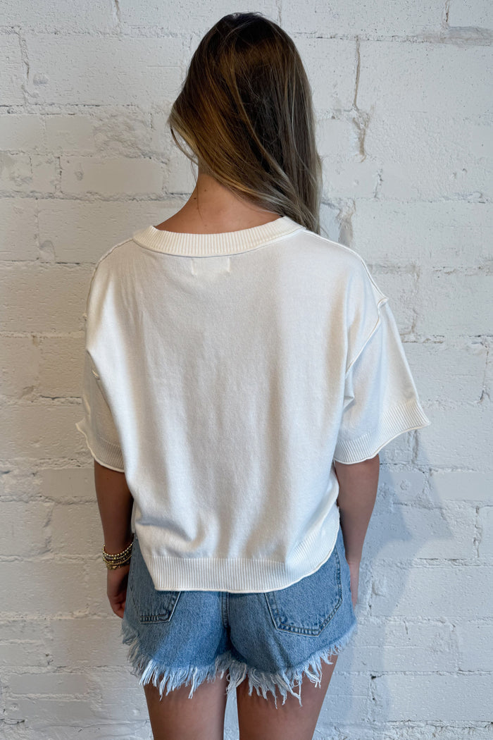 The Rowan Raw Edge Cardigan White Back, adeline boutique, dallas boutique, boutique