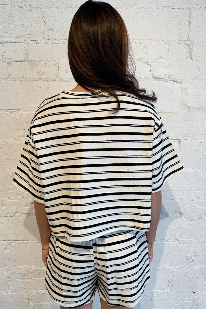 The Saturday Stripe Shorts Black Back, adeline boutique, dallas boutique, boutique