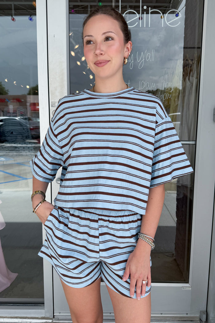 The Saturday Stripe Top Blue, adeline boutique, boutique, boutique