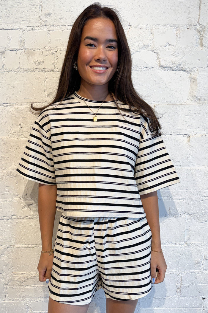 The Saturday Stripe Top Black, adeline boutique, boutique, boutique