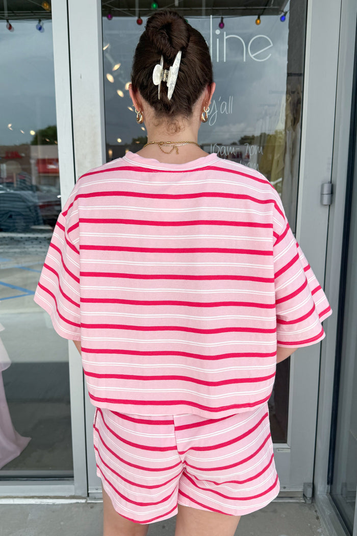 The Saturday Stripe Top Pink Back, adeline boutique, dallas boutique, boutique