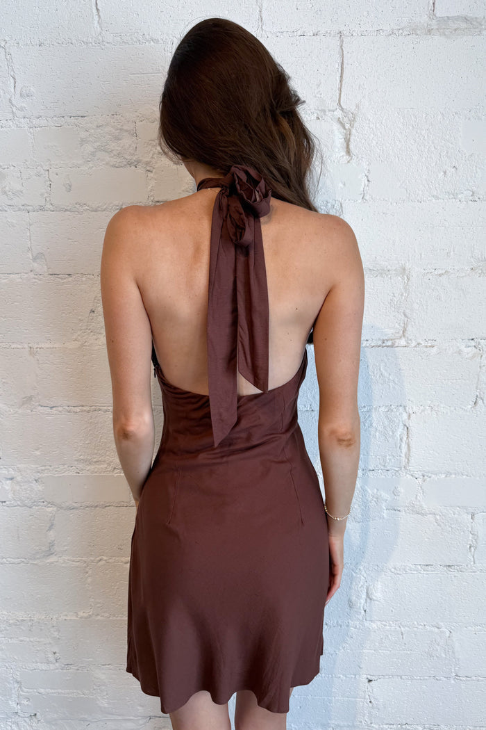 The Seabreeze Halter Dress Brown Back, adeline boutique, dallas boutique, boutique