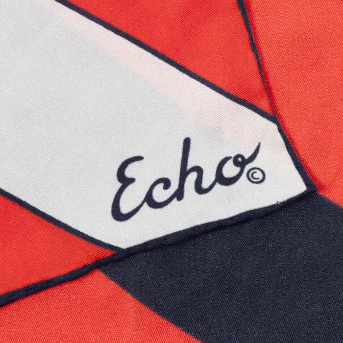 Stripe Silk Oblong in Red/ Navy