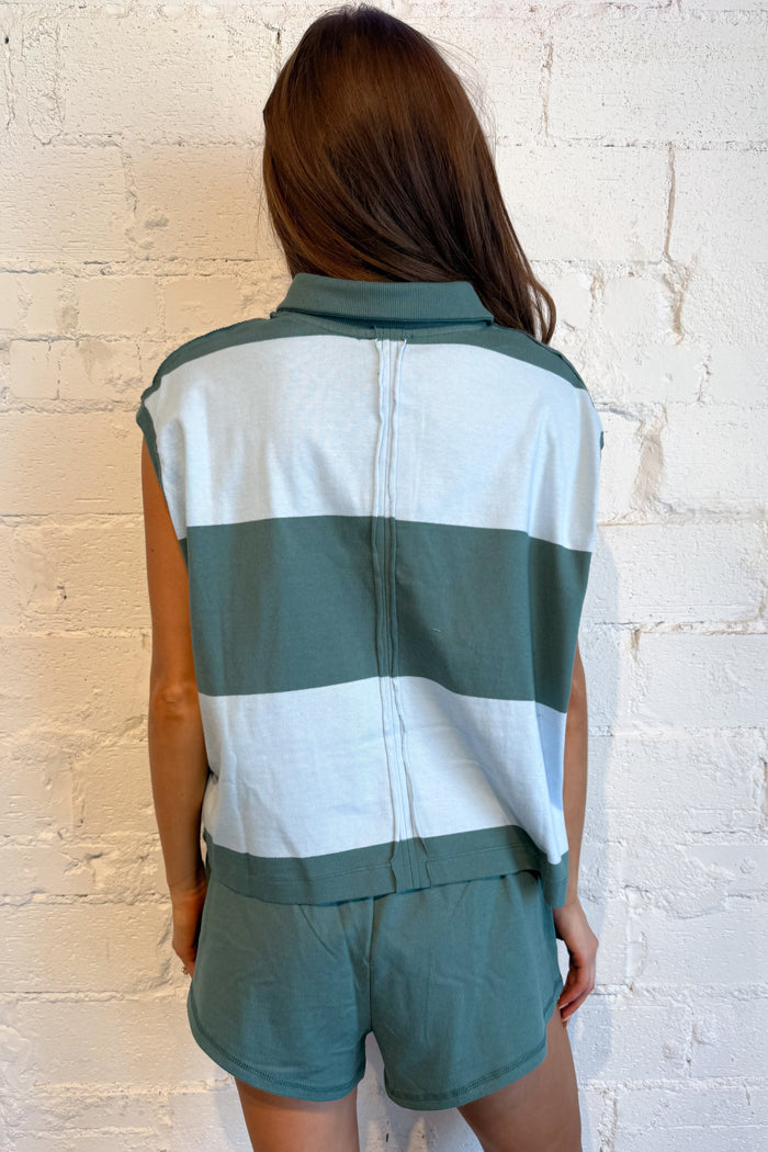 Timeless Stripe Top Green Back, adeline boutique, dallas boutique, boutique