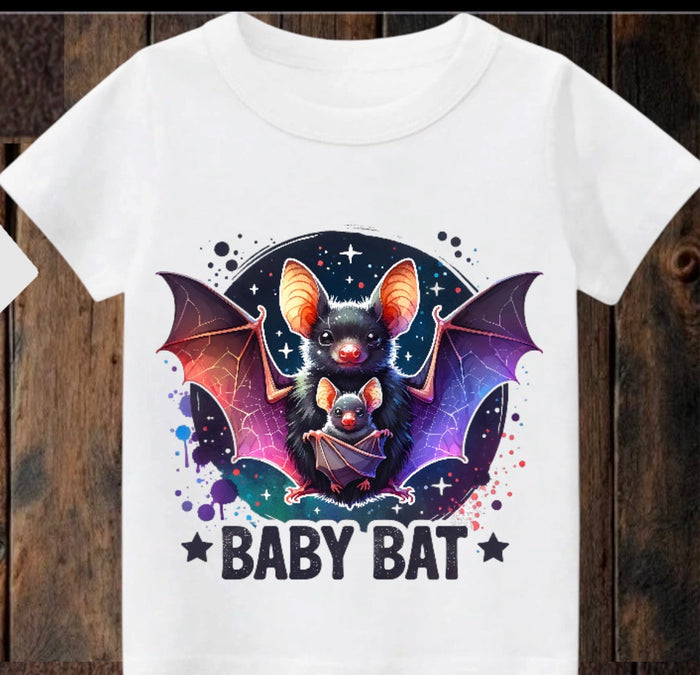Tiny terror Tee- baby bat 🦇 watercolour Claxton Creations GB