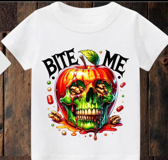 Tiny terror Tee- bite me 💀 rotten apple 🍏 Claxton Creations GB