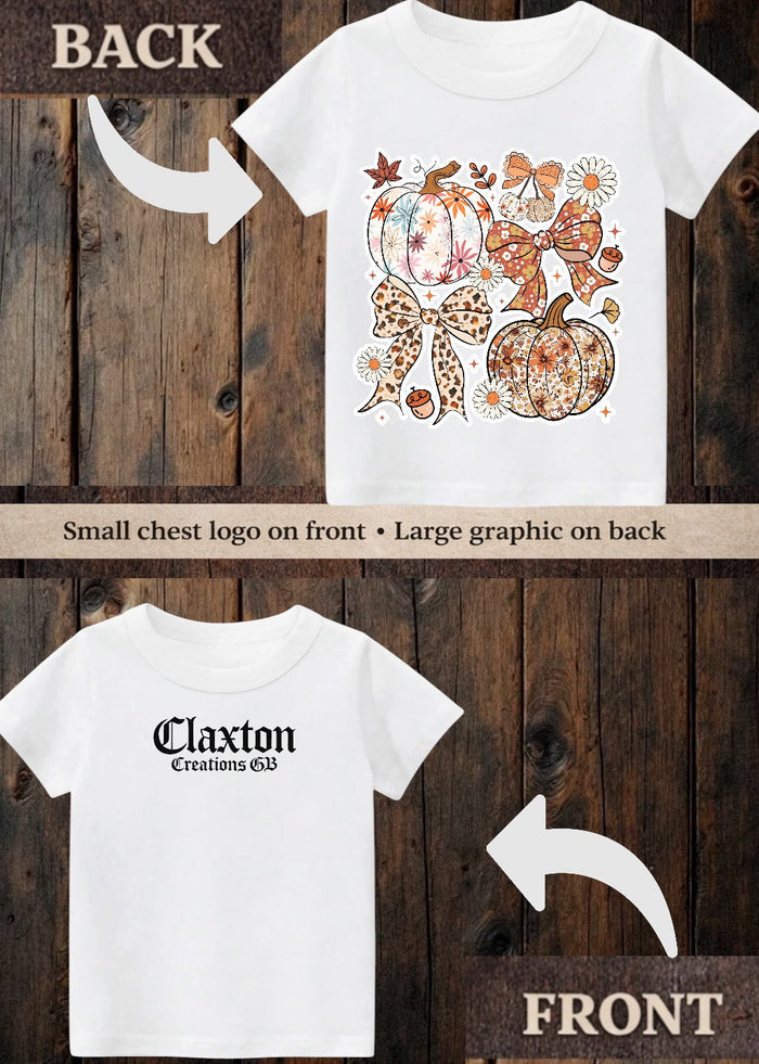 Tiny terror Tee- pretty girl 🎀 pumpkins 🎃 Claxton Creations GB