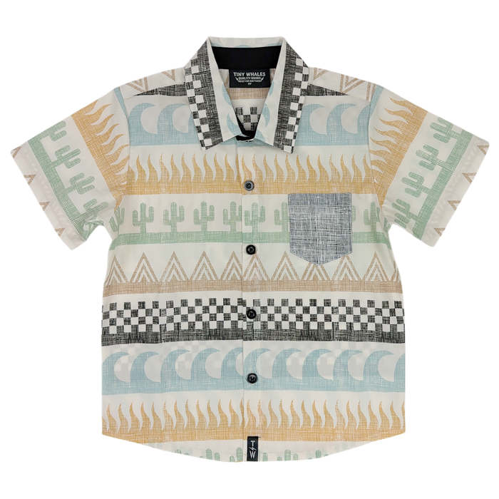 Tiny Whales Button Up Shirt - Surf & Turf