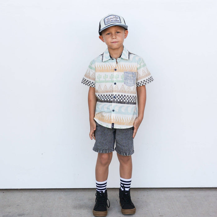 Tiny Whales Button Up Shirt - Surf & Turf